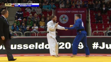 GS Düsseldorf 2019: 1. Runde -90kg: Koch (USA) vs. Schmidt (GER)