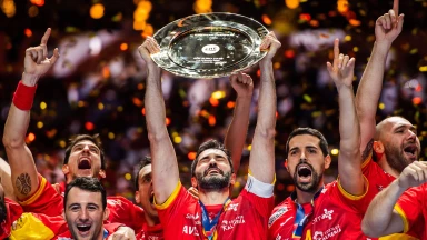 EM der Männer: Die Siegerehrung des Europameisters Spanien