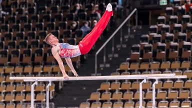 2. Olympia-Qualifikation Gerätturnen - Männer: Lukas Dauser mit einer Weltklasse-Kür am Barren