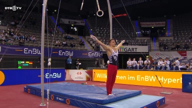EnBW DTB Pokal: Carlo Hörrs Gold-Vorstellungen an den Ringen und Mousichidis holt Bronze am Pauschenpferd und