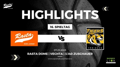 Highlights: RASTA Vechta - Tigers Tübingen 79:77 (7.1.23)