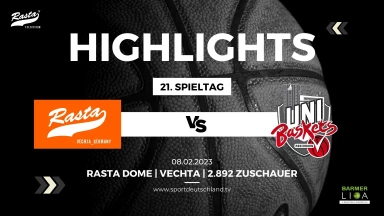Highlights: RASTA Vechta - Uni Baskets Paderborn 89:67 (8.2.23)