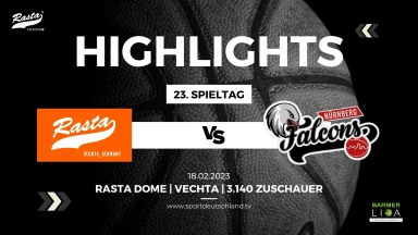 Highlights: RASTA Vechta - Nürnberg Falcons BC 89:80 (18.2.23)