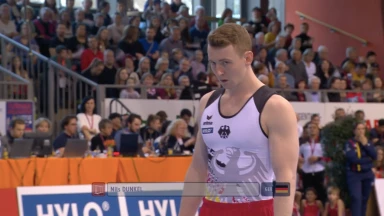 Turnier der Meister 2023: Nils Dunkel am Barren am zweiten Finaltag