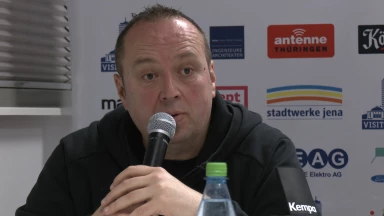 Pressekonferenz vom 22.04.2023: Medipolis SC Jena vs. wiha Panthers Schwenningen
