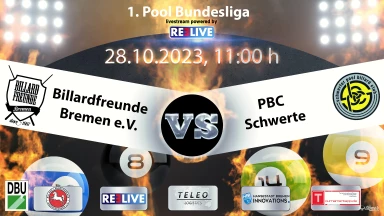 1. Pool Bundesliga: BF Bremen 1 vs PBC Schwerte 87 9-Ball Rückrunde