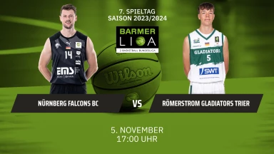 ProA: Nürnberg Falcons BC vs. RÖMERSTROM Gladiators Trier