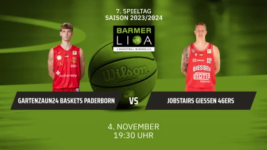 ProA: Gartenzaun24 Baskets Paderborn vs. JobStairs GIESSEN 46ers