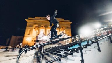Deutscher Leon Gütl auf Platz 1 bei Freestyle Snowboard Contest