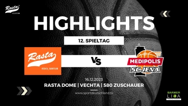 Highlights: Rasta Vechta II - Medipolis SC Jena 83:93 (16.12.23)