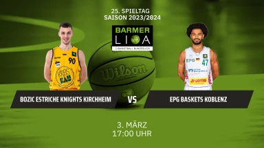 ProA: Bozic Estriche Knights Kirchheim vs. EPG Baskets Koblenz