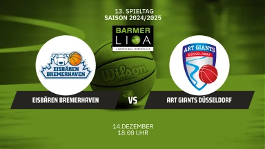 ProA: Eisbären Bremerhaven vs. ART Giants Düsseldorf
