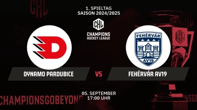 CHL: Dynamo Pardubice vs. Fehérvár AV19 - Hauptrunde