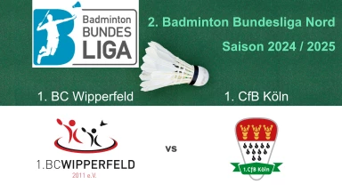 2. Badminton BL Nord: 1. BC Wipperfeld 2 - CfB Köln - Court 2