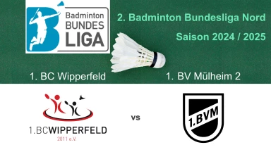 2. Badminton BL Nord: 1. BC Wipperfeld 2 - 1. BV Mülheim 2 - Court 2