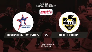 DEL2: Ravensburg Towerstars vs. Krefeld Pinguine