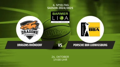 ProB Süd: Dragons Rhöndorf vs. Porsche BBA Ludwigsburg