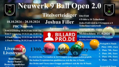 Neuwerk 9 Ball Open 2.0 Stream 4 Gruppen 3-4