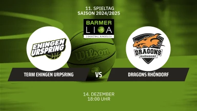 ProB Süd: TEAM EHINGEN URSPRING vs. Dragons Rhöndorf