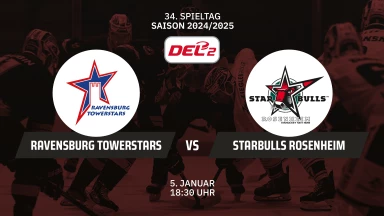 DEL2: Ravensburg Towerstars vs. Starbulls Rosenheim