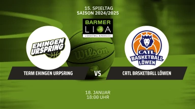 ProB Süd: TEAM EHINGEN URSPRING vs. CATL Basketball Löwen