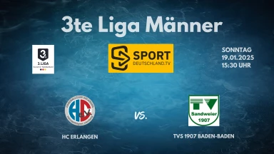 3. Liga: Staffel Süd - HC Erlangen II vs. TVS 1907 Baden-Baden