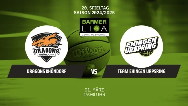 ProB Süd: Dragons Rhöndorf vs. TEAM EHINGEN URSPRING
