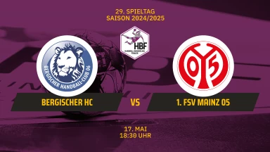 2. HBF: Bergischer HC vs. 1. FSV Mainz 05