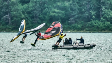 Ghio (FRA) und Spanu (ITA) triumphieren beim Wingfoil World Cup in Silvaplana