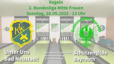 2. Bundesliga Mitte Frauen: SKK Unter Uns Bad Neustadt - Schützengilde Bayreuth