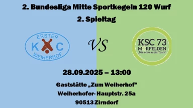 2. Bundesliga Mitte 120 Frauen: 1. KC Weiherhof - KSC 73 Mörfelden
