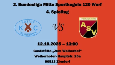 2. Bundesliga Mitte 120 Frauen: 1. KC Weiherhof - ASV Fronberg