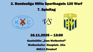 2. Bundesliga Mitte 120 Frauen: 1. KC Weiherhof - Carl Zeiss Jena