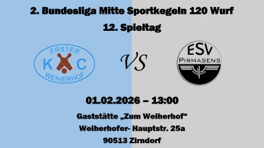 2. Bundesliga Mitte 120 Frauen: 1. KC Weiherhof - ESV Pirmasens