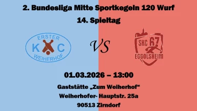 2. Bundesliga Mitte 120 Frauen: 1. KC Weiherhof - SKC 67 Eggolsheim