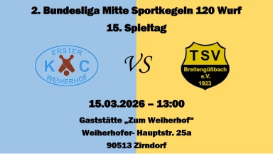 2. Bundesliga Mitte 120 Frauen: 1. KC Weiherhof - TSV Breitengüssbach