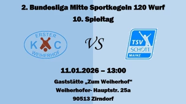 2. Bundesliga Mitte 120 Frauen: 1. KC Weiherhof - TSV Schott Mainz
