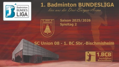 1. Badminton BL: SC Union 08 Lüdinghausen - 1. BC Sbr.-Bischmisheim - Court 1