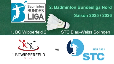 2. Badminton BL Nord: 1. BC Wipperfeld 2 - STC Blau-Weiß Solingen - Court 1