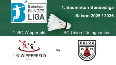 1. Badminton BL: 1. BC Wipperfeld - SC Union 08 Lüdinghausen - Court 1