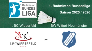 1. Badminton BL: 1. BC Wipperfeld - Blau-Weiss Wittorf Neumünster - Court 1