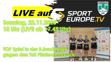 3. Bundesliga Damen Süd / Tischtennis: SSV Schönmünzach - 	TuS Fürstenfeldbruck