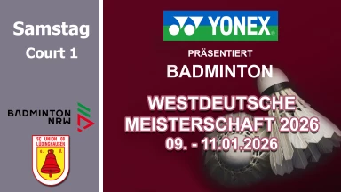 YONEX präsentiert die Westdeutsche Meisterschaft O19 2026 - Samstag - Court 1
