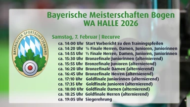 Bayerische Meisterschaft Bogen (WA) Halle - Sa., 7.2.2026 Recurve