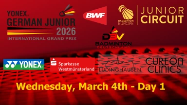YONEX German Junior 2026 - Wednesday Day 1 - Court 3 & 5