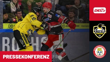 DEL2 Viertelfinale: Krefeld Pinguine vs. EV Landshut - Spiel 3 | Pressekonferenz