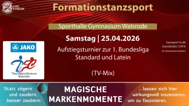 Aufstiegsturnier zur 1. Bundesliga Formationen Standard und Latein 2026