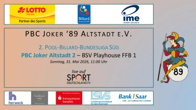 PBC Joker Altstadt 2 - BSV Playhouse FFB 1 | 2. Pool-Billard Bundesliga Süd